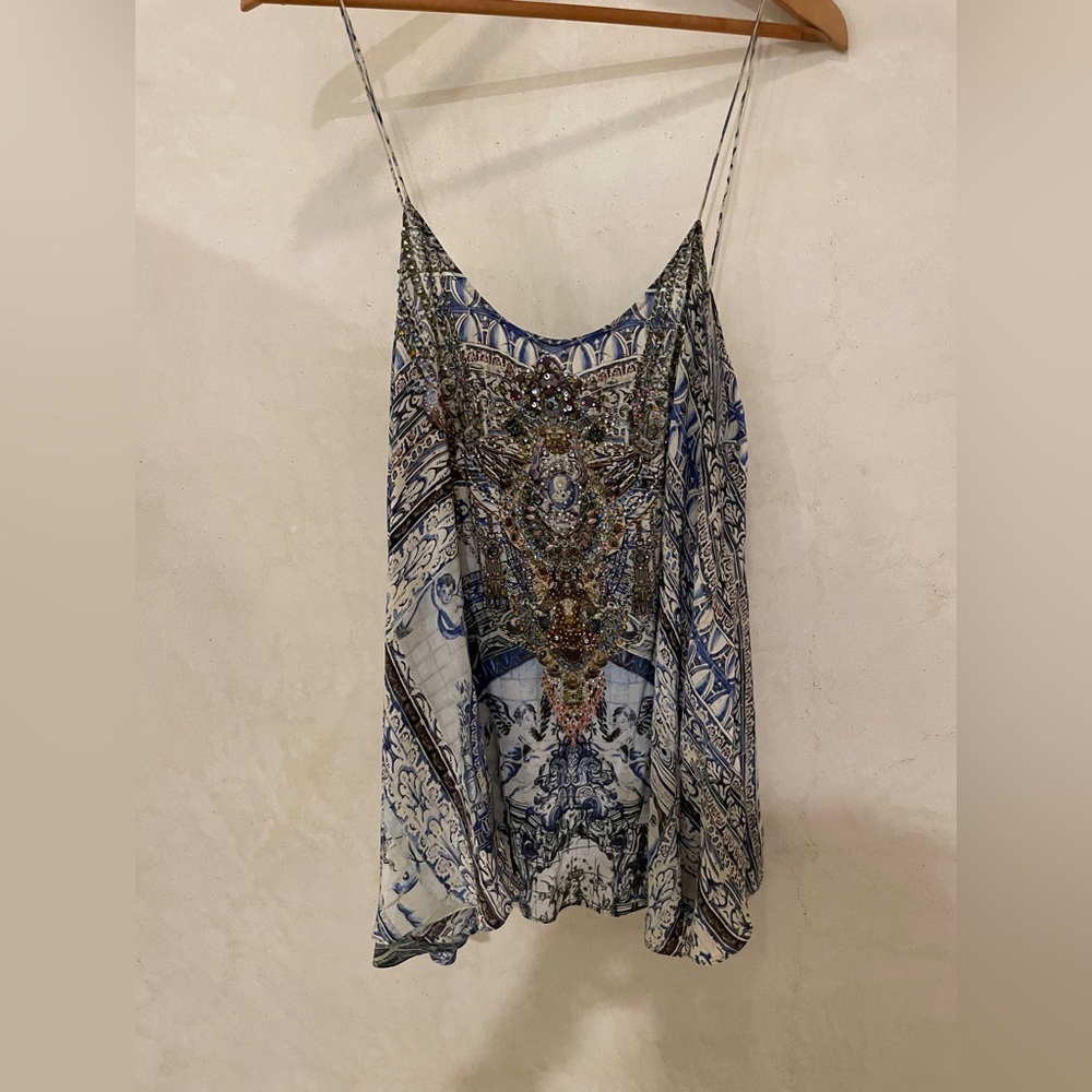 Camilla Franks, Shoestring Camisole, Pilar’s of Aqua, 100% Silk, Size 3